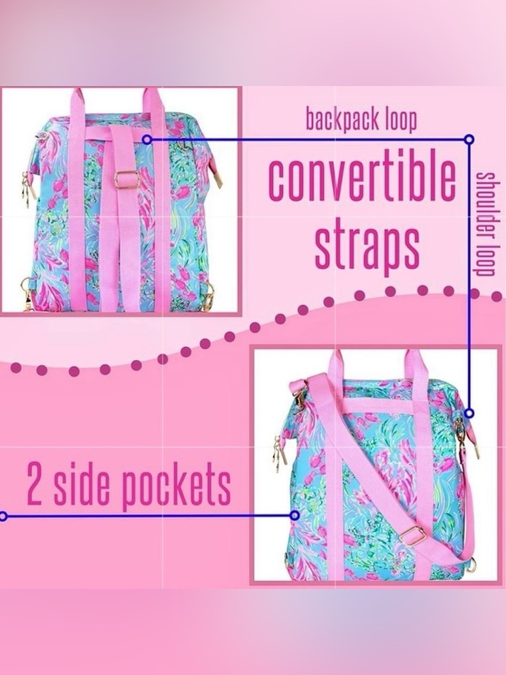Lilly Pulitzer Insulted Backpack Cooler Tote - Picture 5 of 14